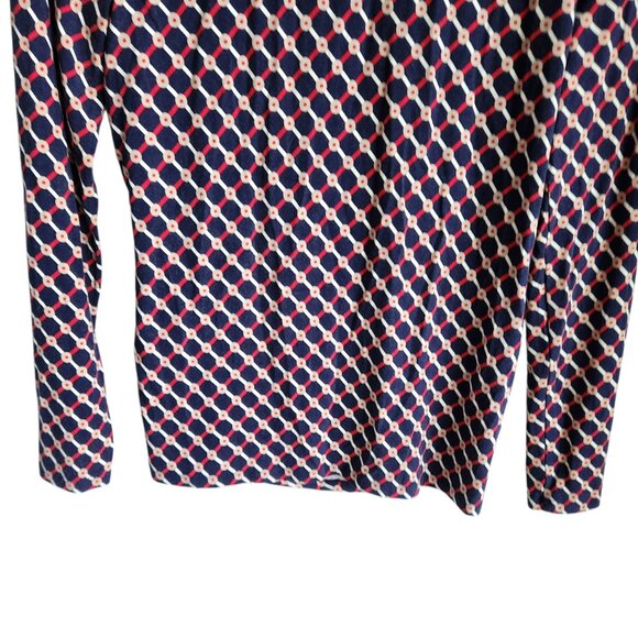 Talbots Shirt Women's Large Petites LP Blue V Neck Faux Wrap Top Blouse - Picture 8 of 8